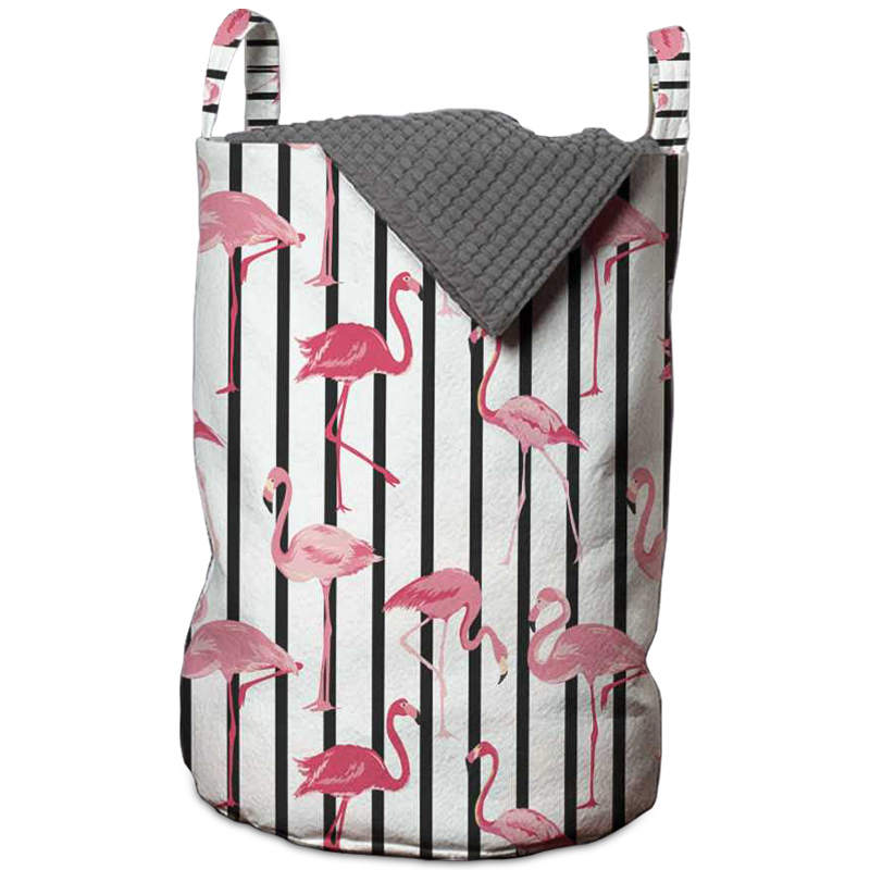 Корзина Flamingo Stripes Basket Черно-белый Розовый пастельный в Саратове | Loft Concept 