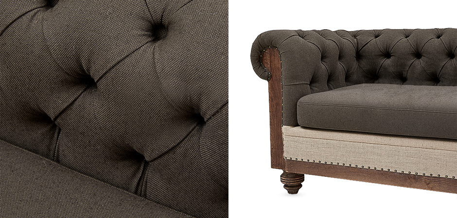 Диван Deconstructed Chesterfield Sofa triple Linen Brown - Loft-Concept в Саратове