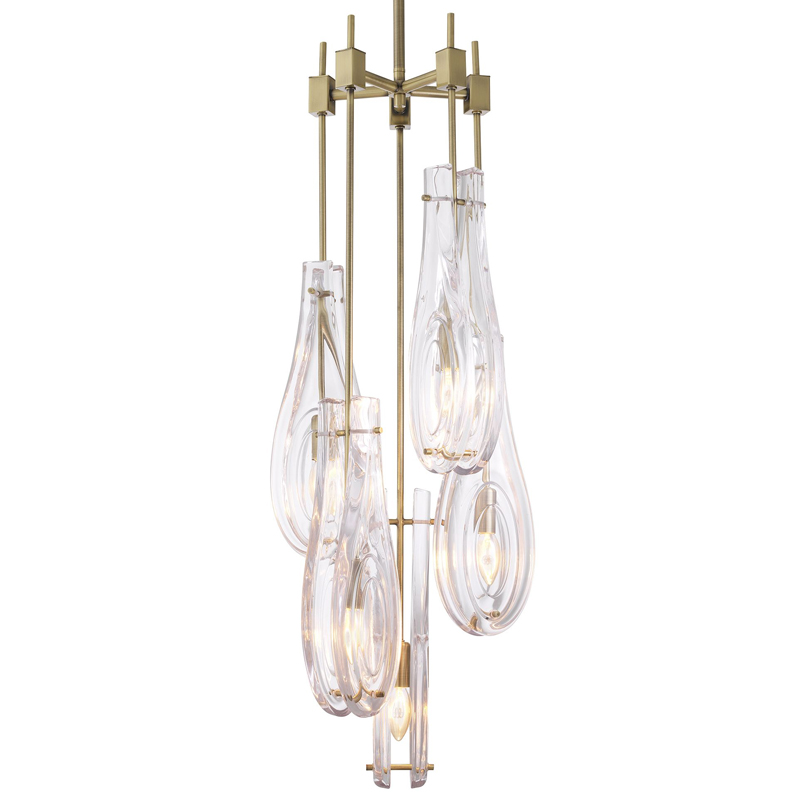 Люстра Eichholtz Chandelier Bellano L Brass Латунь Прозрачный в Саратове | Loft Concept 