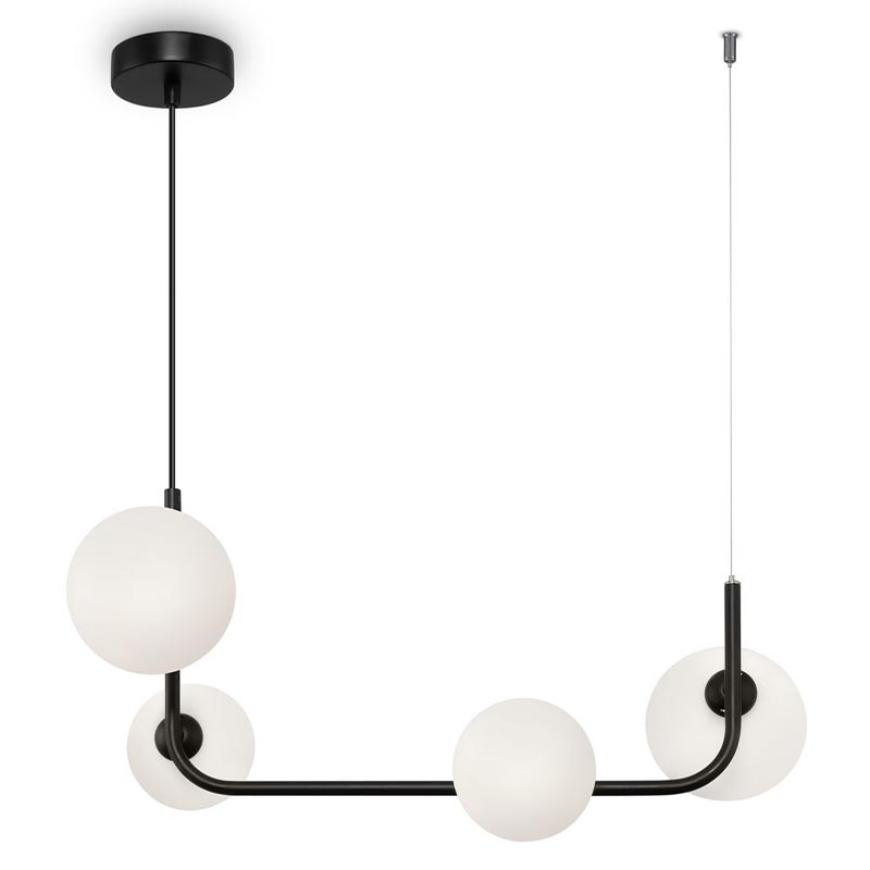 Люстра Marcan 4 Ball Chandelier Black Line Черный Белый Люстра Marcan 4 Ball Chandelier Black Line Черный Белый в Саратове | Loft Concept