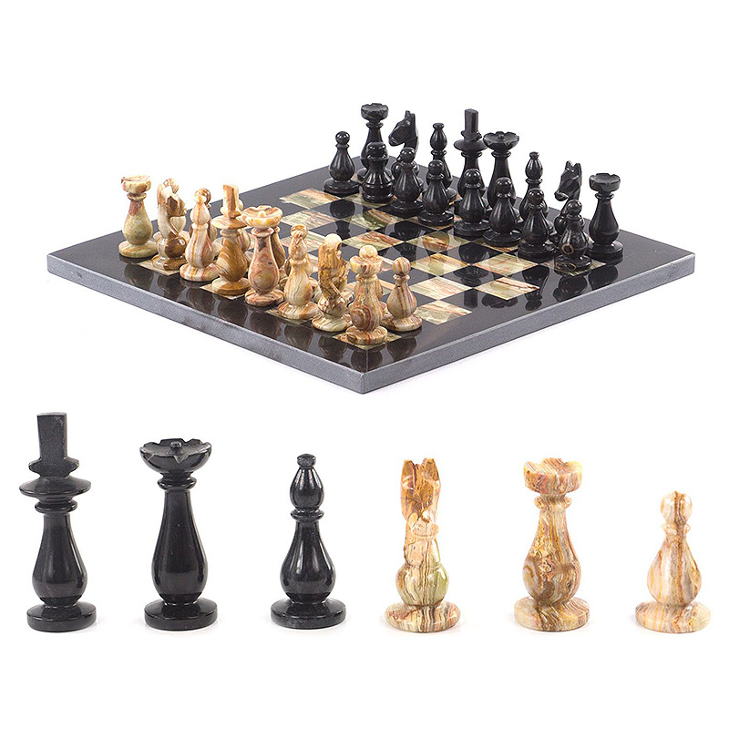 Шахматы настольные из натурального камня Оникс Decorative Thematic Chess Черный Оранжевый Шахматы настольные из натурального камня Оникс Decorative Thematic Chess Черный Оранжевый в Саратове | Loft Concept