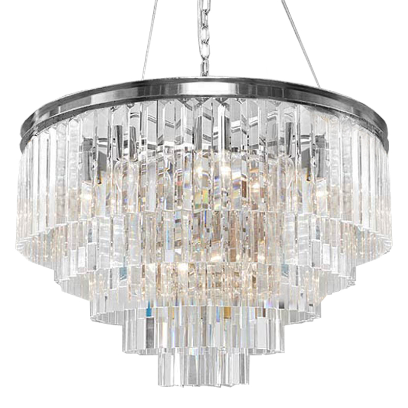 Люстра RH Odeon Chandelier Five Silver 80 Прозрачное Стекло Серебряный в Саратове | Loft Concept 