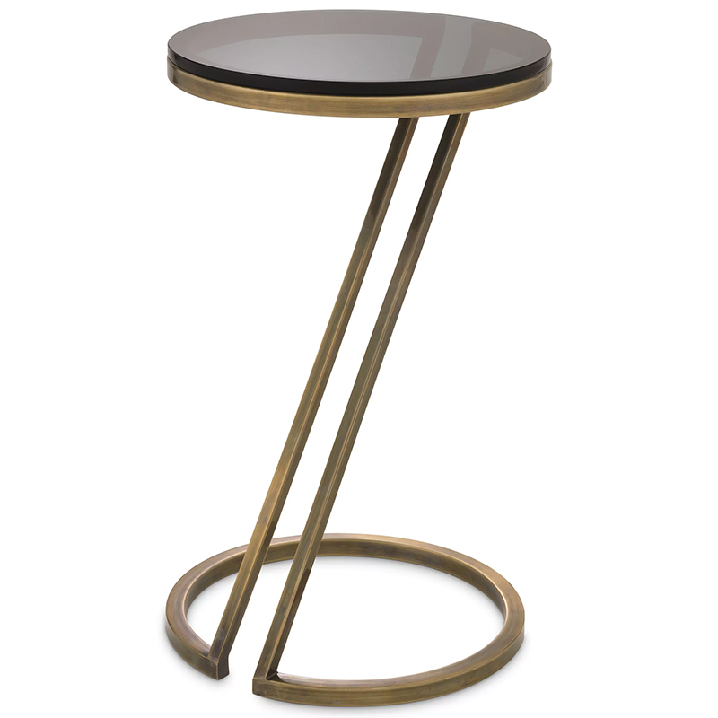 Приставной стол Eichholtz Side Table Falcone Brass Латунь Стекло Смок в Саратове | Loft Concept 