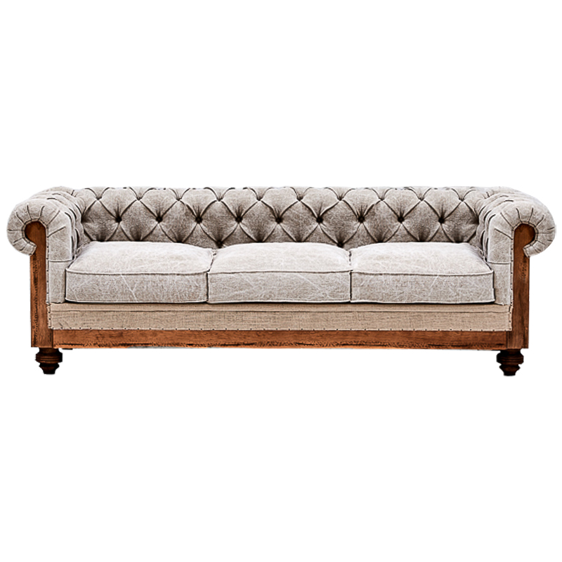 Диван Deconstructed Chesterfield Sofa Triple Gray Серый Бежевый Коричневый в Саратове | Loft Concept 