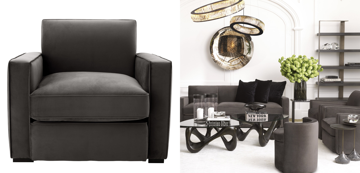 Кресло Eichholtz Chair Edmond grey - фото