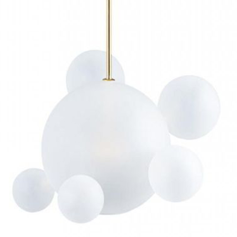 Светильник Giopato & Coombes Bollr Pendant 6 BUBBLE LAMP матовое белое стекло Белый Золотой в Саратове | Loft Concept 