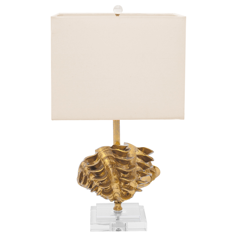 Настольная лампа Golden Shell Table Lamp с абажуром Белый Золотой Прозрачный Бежевый в Саратове | Loft Concept 