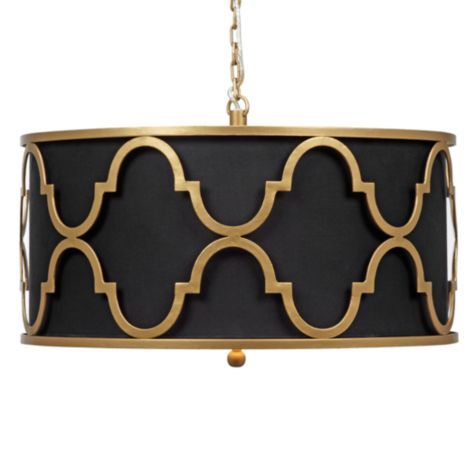 Люстра Black Shade Gold Quatrefoil Overlay Drum Pendant Черный в Саратове | Loft Concept 