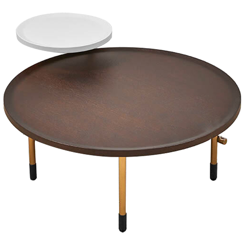 Кофейный стол Alastair Double Round Table Золотой Коричневый Белый в Саратове | Loft Concept 