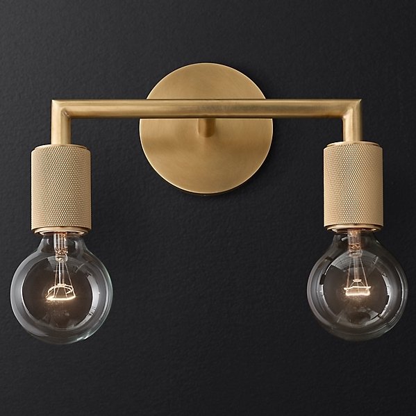 Бра RH Utilitaire Double Sconce Brass Латунь в Саратове | Loft Concept 