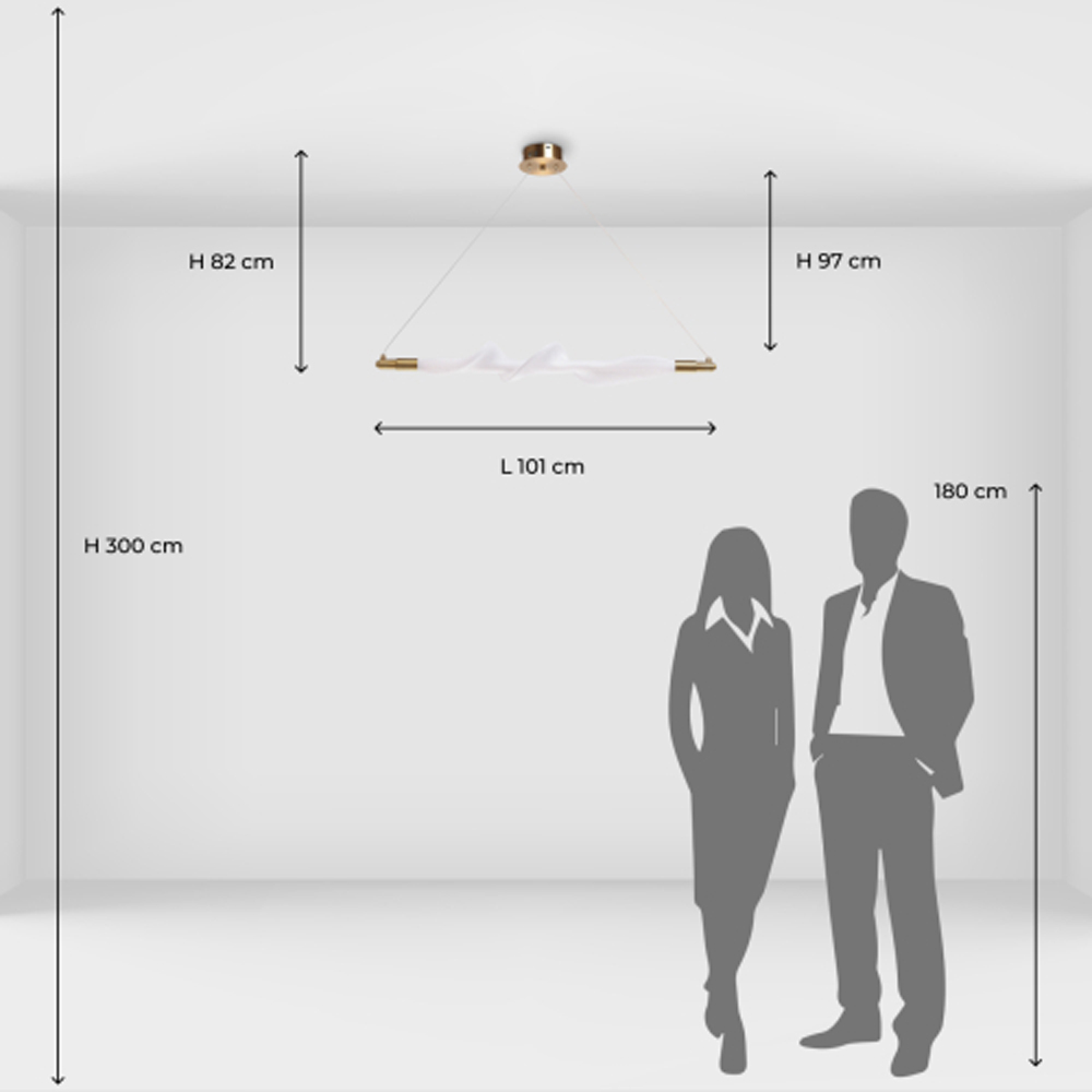 Люстра горизонтальная с волнистым белым плафоном Golden Swirl в Саратове