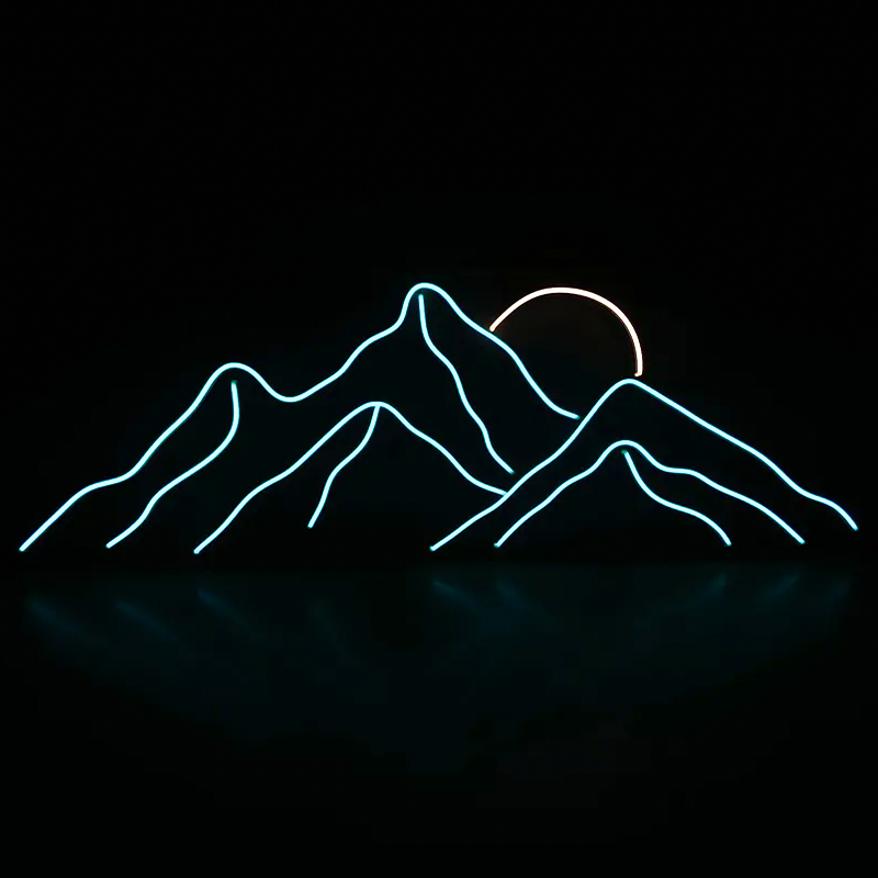 Неоновая настенная лампа Mountains Neon Wall Lamp Прозрачный Бирюзовый Оранжевый в Саратове | Loft Concept 