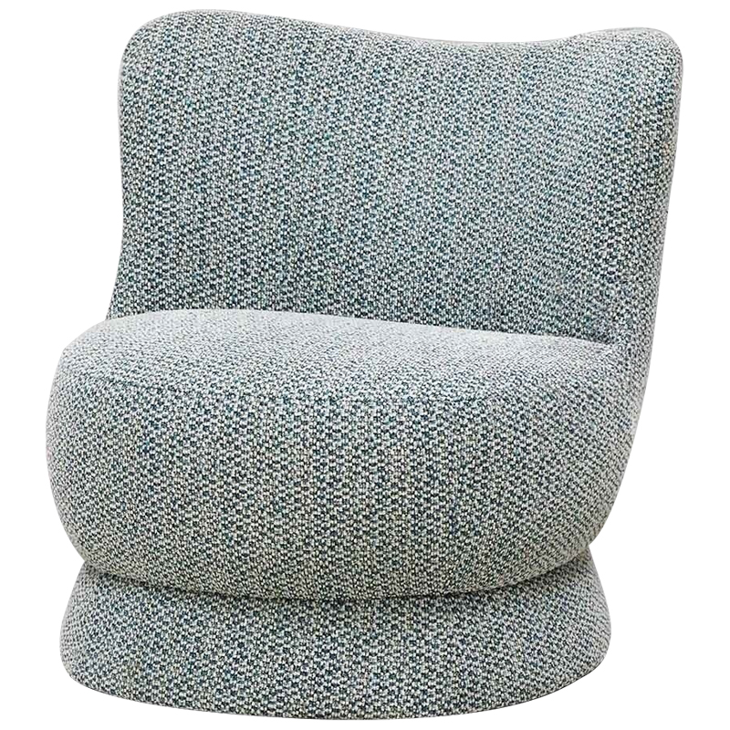 Дизайнерское мягкое кресло без подлокотников в голубой пестрой обивке Roux Armchair Голубой в Саратове | Loft Concept 