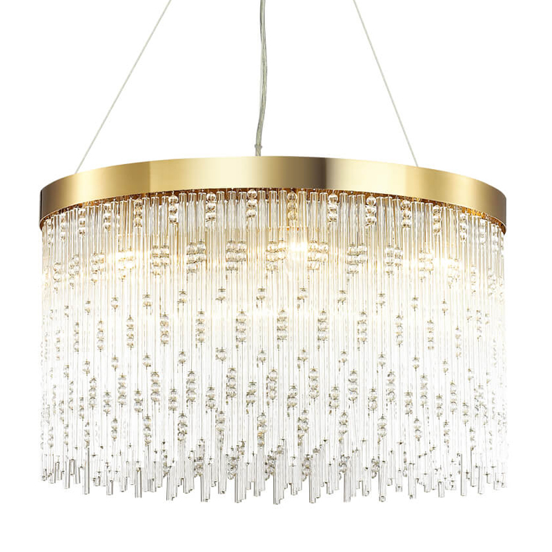 Люстра Hailstorm Rain Kerri Chandelier gold 60 Прозрачный (Transparent) Золотой в Саратове | Loft Concept 