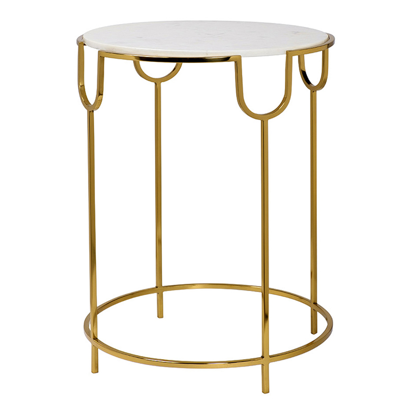 Приставной стол Bettina Side Table Глянцевое золото Белый Мрамор Bianco в Саратове | Loft Concept 