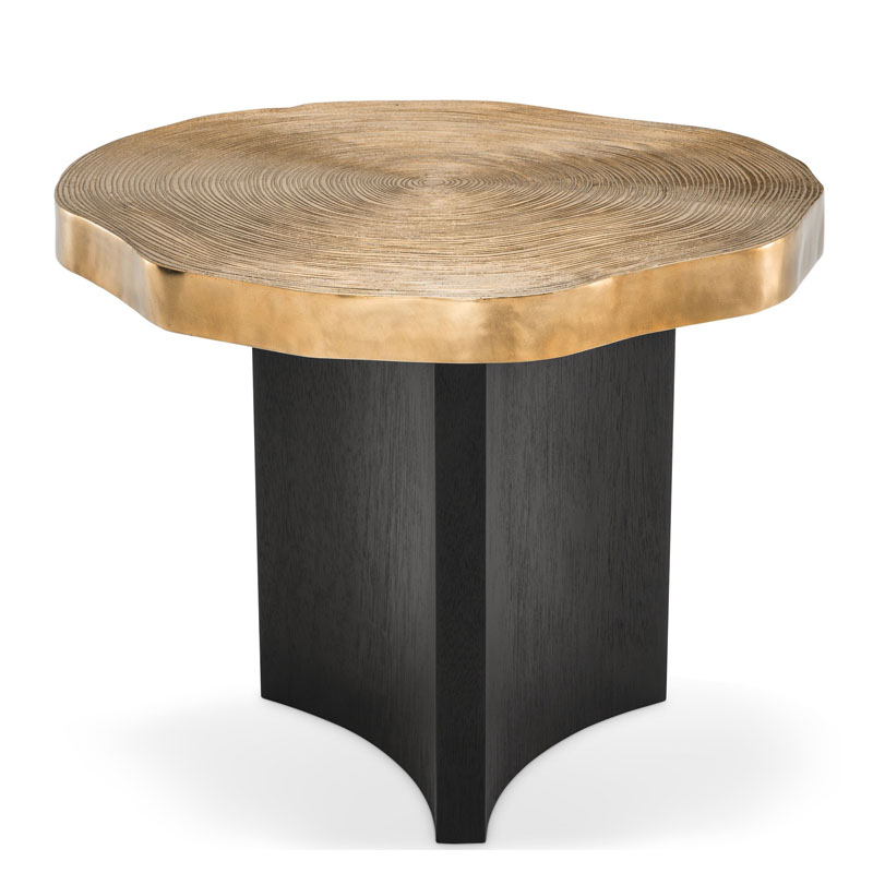 Приставной стол Eichholtz SIDE TABLE THOUSAND OAKS Черный Мрамор Nero Глянцевое золото в Саратове | Loft Concept 