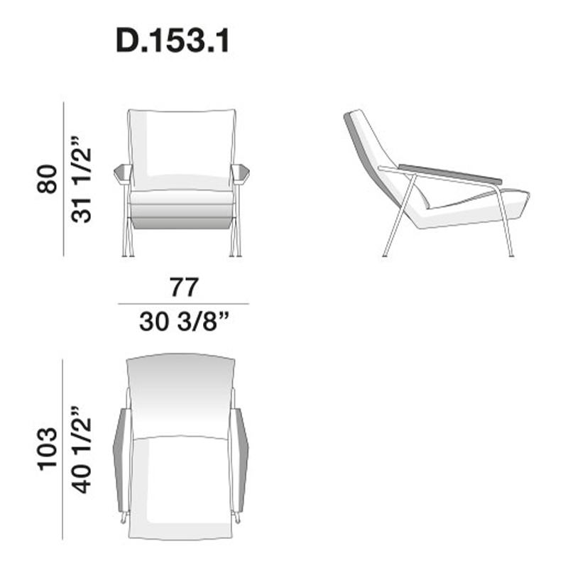 Дизайнерское кресло с подлокотниками Gio Ponti D.153.1 Armchair в Саратове