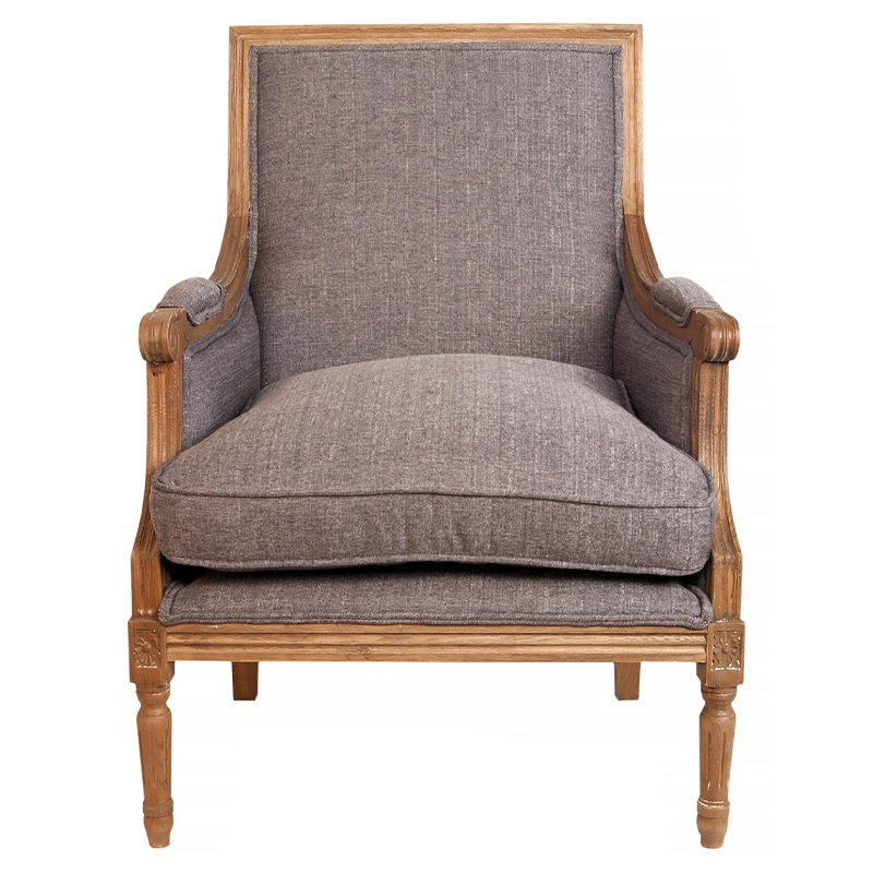 Кресло William Classical Armchair grey flax Серый Коричневый в Саратове | Loft Concept 