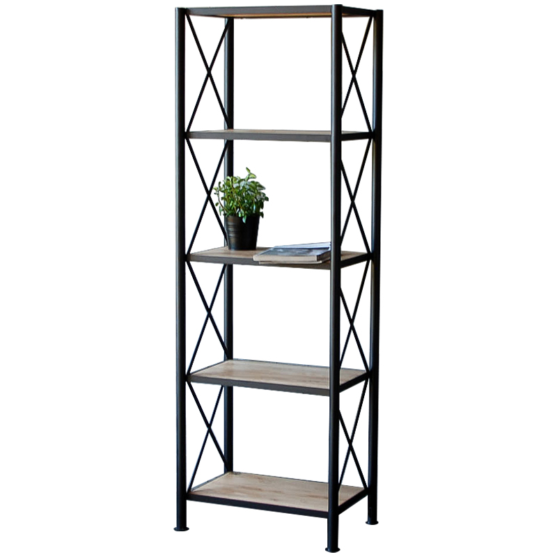 Стеллаж Pheobe Industrial Metal Rust Rack Черный Древесина в Саратове | Loft Concept 