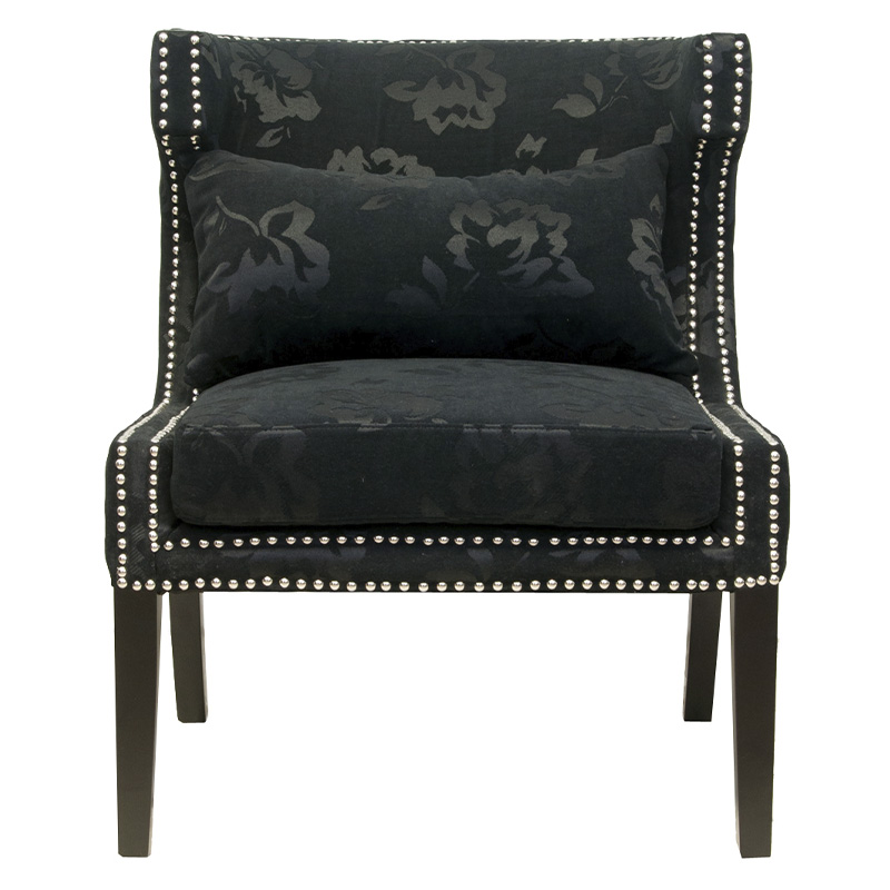 Полукресло с мягкой обивкой из жаккарда на 4-х ножках из массива березы Baroque Armchair black Черный в Саратове | Loft Concept 