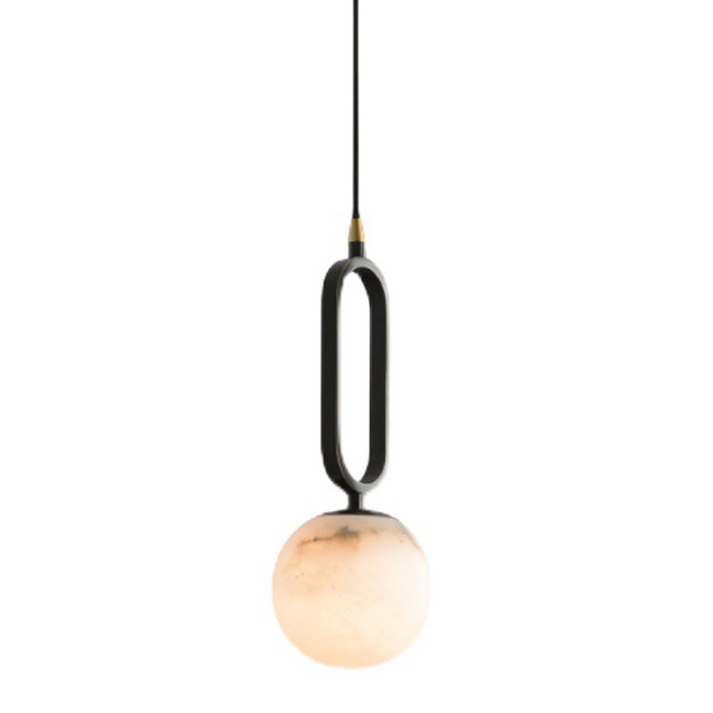 Подвесной светильник Reine Marble Hanging Lamp Черный Белый Мрамор Bianco Латунь в Саратове | Loft Concept 