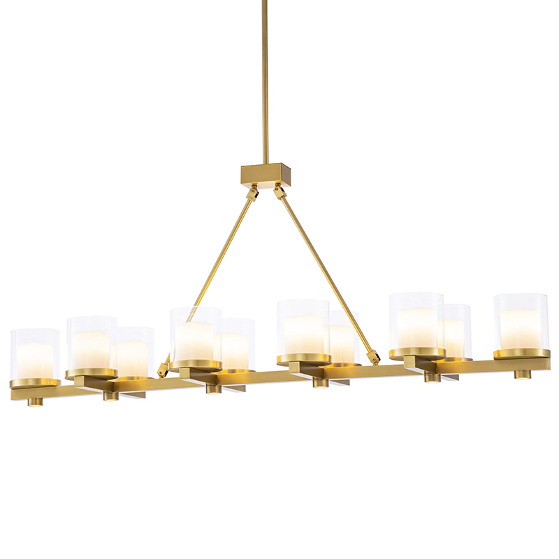 Люстра Eichholtz Chandelier Donovan Brass Латунь Белый Прозрачное Стекло в Саратове | Loft Concept 