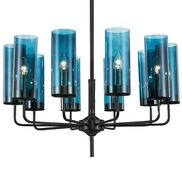 Люстра Black & Blue Glass Tube Chandelier 10 Графитовый Сапфир (Sapphire) в Саратове | Loft Concept 