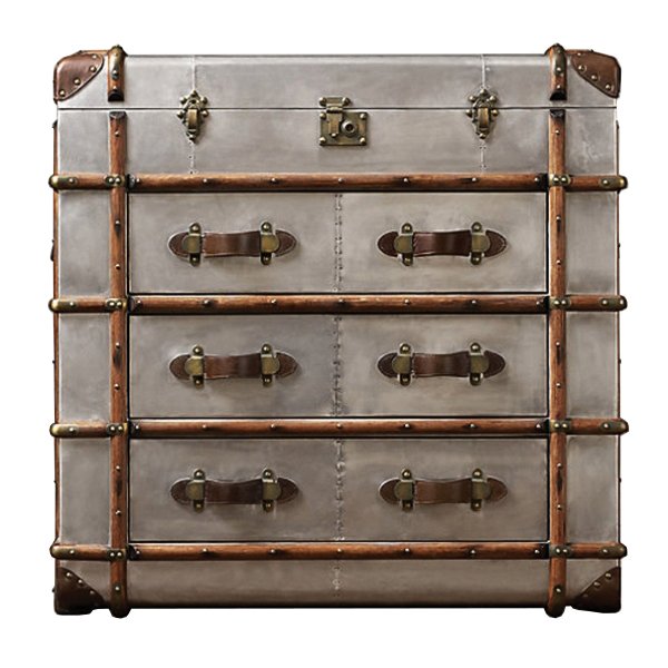 Комод в стиле Лофт RH Richards Polished Aluminum Trunks Chest Алюминий Коричневый винтаж в Саратове | Loft Concept 