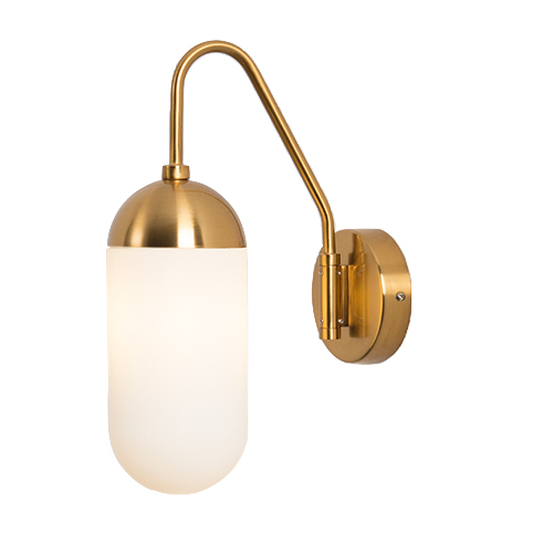 Бра Pelle Sconce short Gooseneck Clear Shade Латунь Белый в Саратове | Loft Concept 