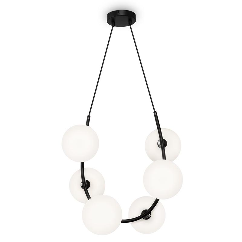 Люстра Marcan 6 Ball Chandelier Black Черный Белый в Саратове | Loft Concept 