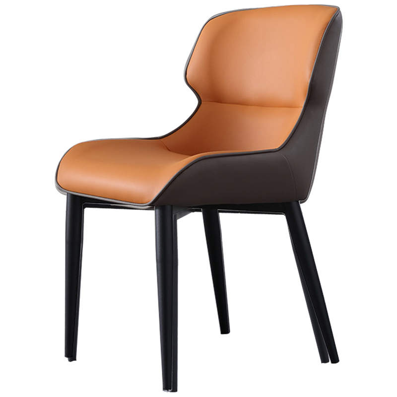 Стул с кожаной двухцветной обивкой Obrien Chair Orange and Grey Оранжевый Серый Черный Стул с кожаной двухцветной обивкой Obrien Chair Orange and Grey Оранжевый Серый Черный в Саратове | Loft Concept