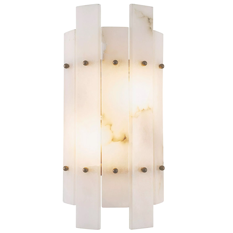 Бра Eichholtz Wall Lamp Caprera Alabaster Белый Мрамор Bianco Бежевый Латунь в Саратове | Loft Concept 