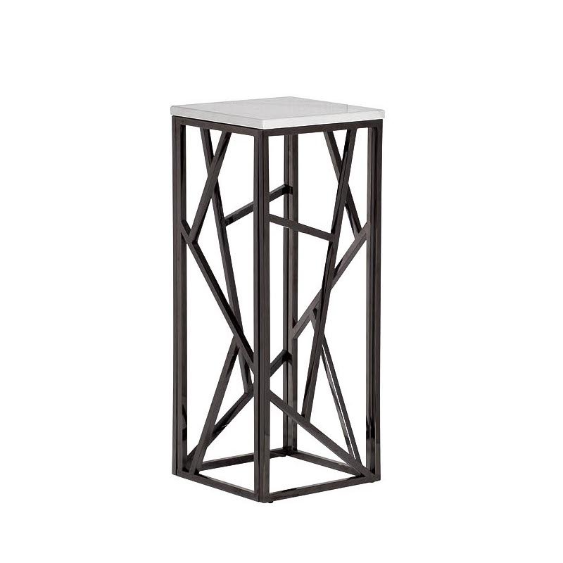 Подставка Serene Furnishing Dark Chrome Marble Top stand Хром Белый Подставка Serene Furnishing Dark Chrome Marble Top stand Хром Белый в Саратове | Loft Concept