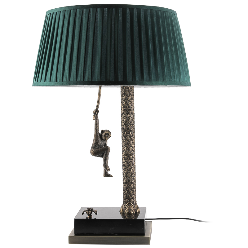 Настольная лампа Джунгли Table Lamp Jungle Emerald Латунь Античная полированная Черный Мрамор Nero Изумрудный в Саратове | Loft Concept 