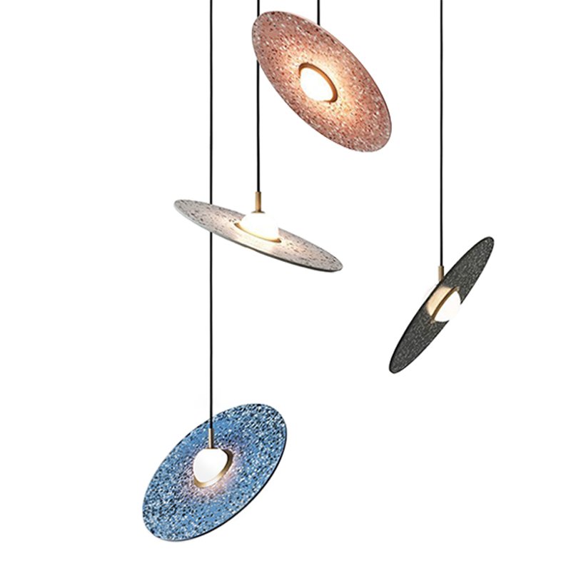 Подвесной светильник Stone Disc Haning Pendant Серый Синий Черный Розовый (Rose) в Саратове | Loft Concept 