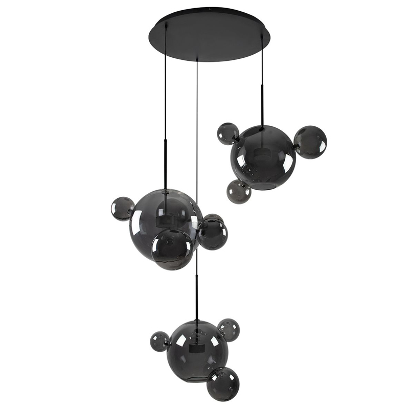 Люстра Bolle Circular Chandelier 14 BUBBLE Giopato & Coombes smoky Дымчатый (Smoke) в Саратове | Loft Concept 