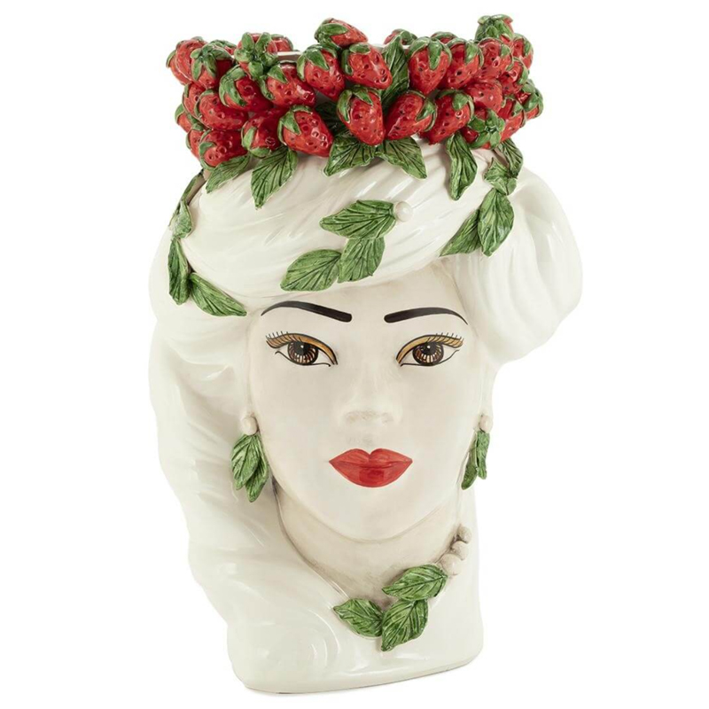 Ваза VASE STRAWBERRIES HEAD LADY BIG White Красный Белый в Саратове | Loft Concept 