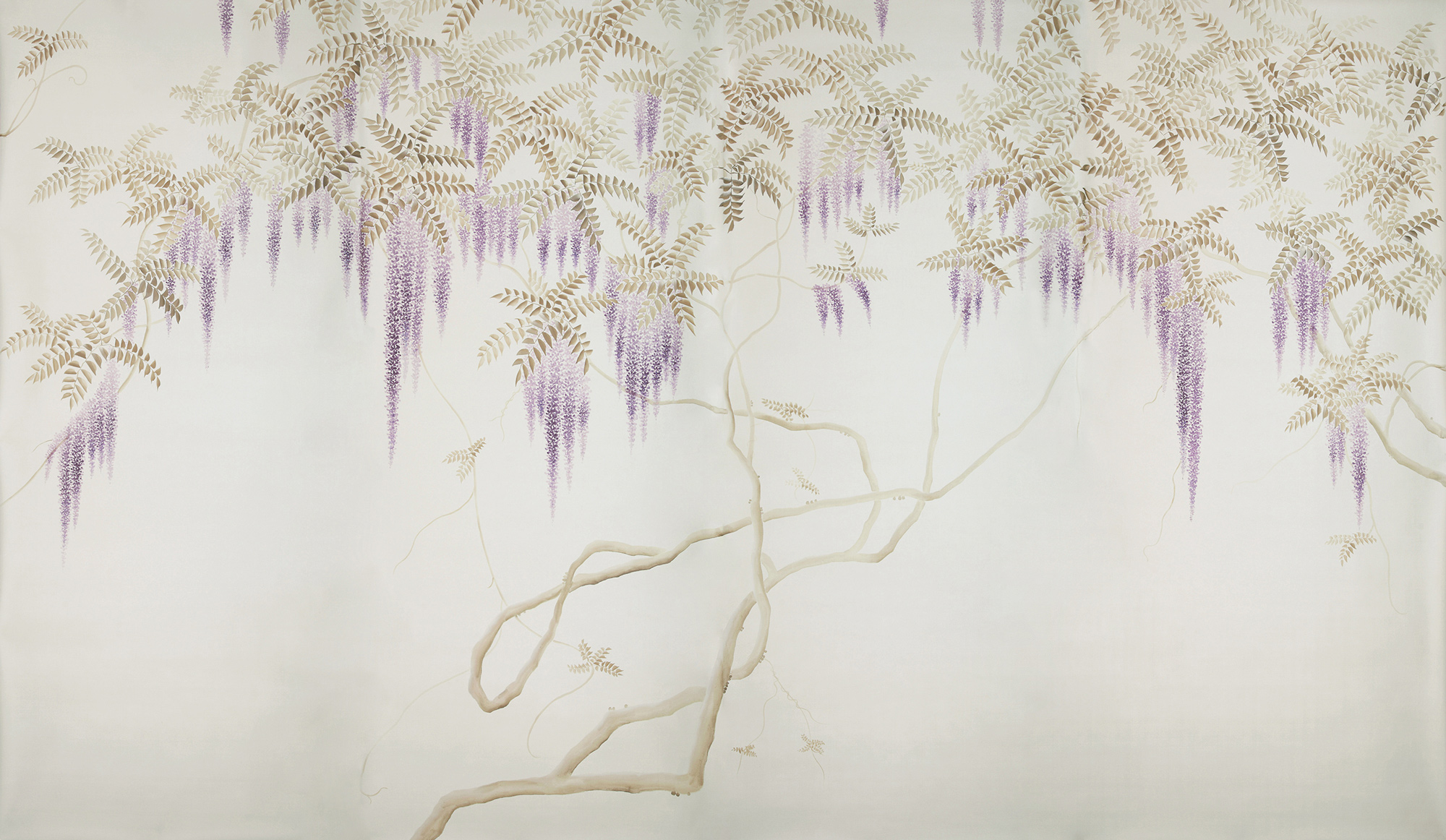 Обои в японском стиле Wisteria Colourway SC-247 on Natural Mica metallic silk Обои в японском стиле Wisteria Colourway SC-247 on Natural Mica metallic silk - постер Loft-Concept в Саратове