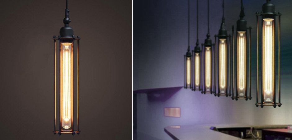 Подвесной светильник Loft Industrial Edison Cage Vetrical Momo Подвесной светильник Loft Industrial Edison Cage Vetrical Momo - Loft-Concept в Саратове