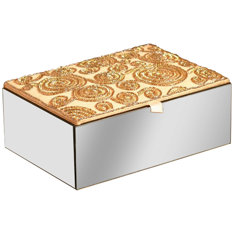 Шкатулка с вышивкой из бисера Spiral Ornament Beads Embroidery Mirror Box Золотой Зеркало Шкатулка с вышивкой из бисера Spiral Ornament Beads Embroidery Mirror Box Золотой Зеркало в Саратове | Loft Concept