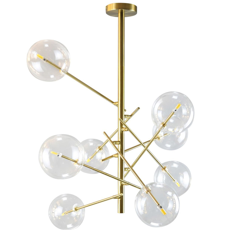 Люстра Gallotti & Radice Bolle Рanging Lamp 8 плафонов Золотой Прозрачный (Transparent) в Саратове | Loft Concept 