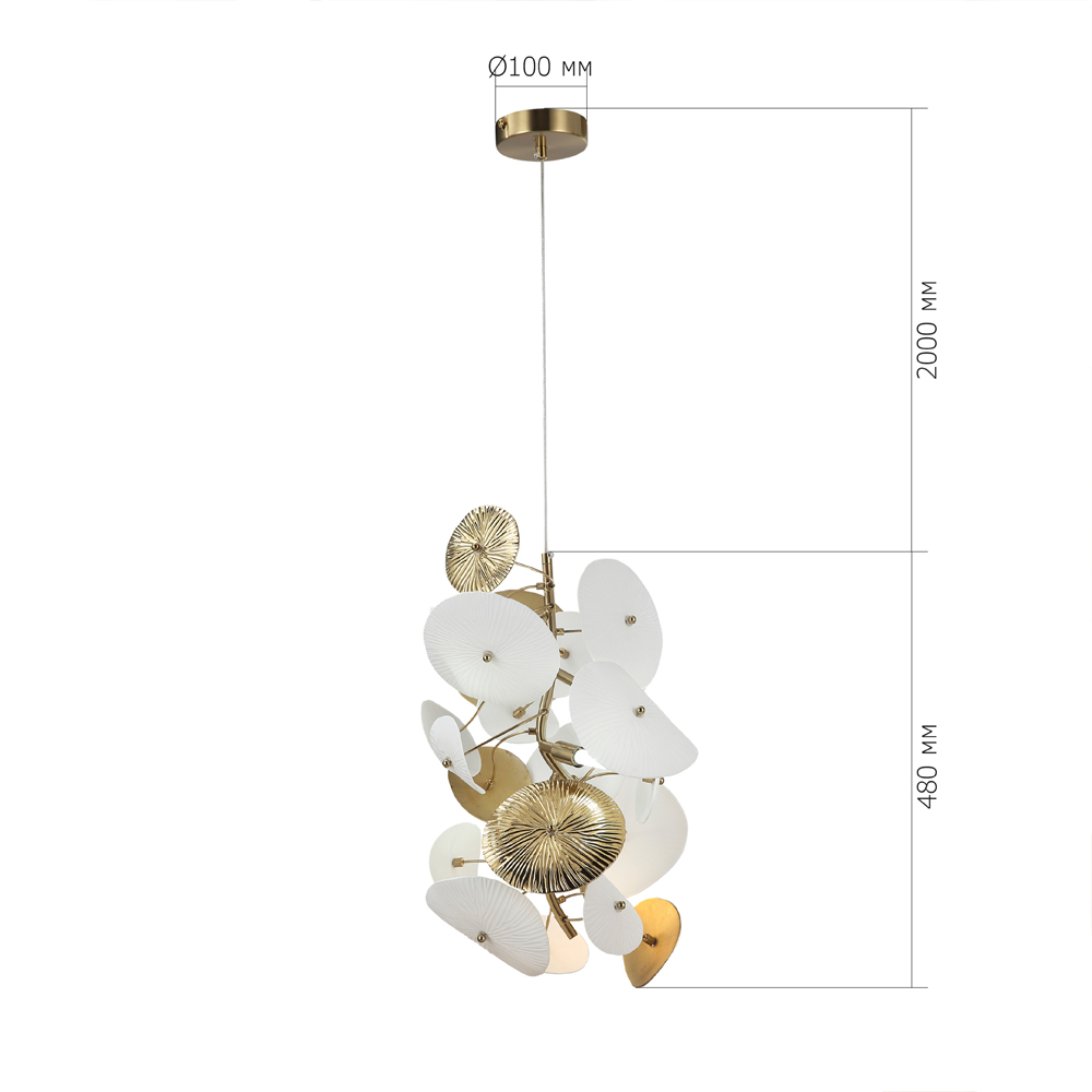 Подвесной светильник с белыми и золотистыми цветами Dahlia Flowers Lamp в Саратове