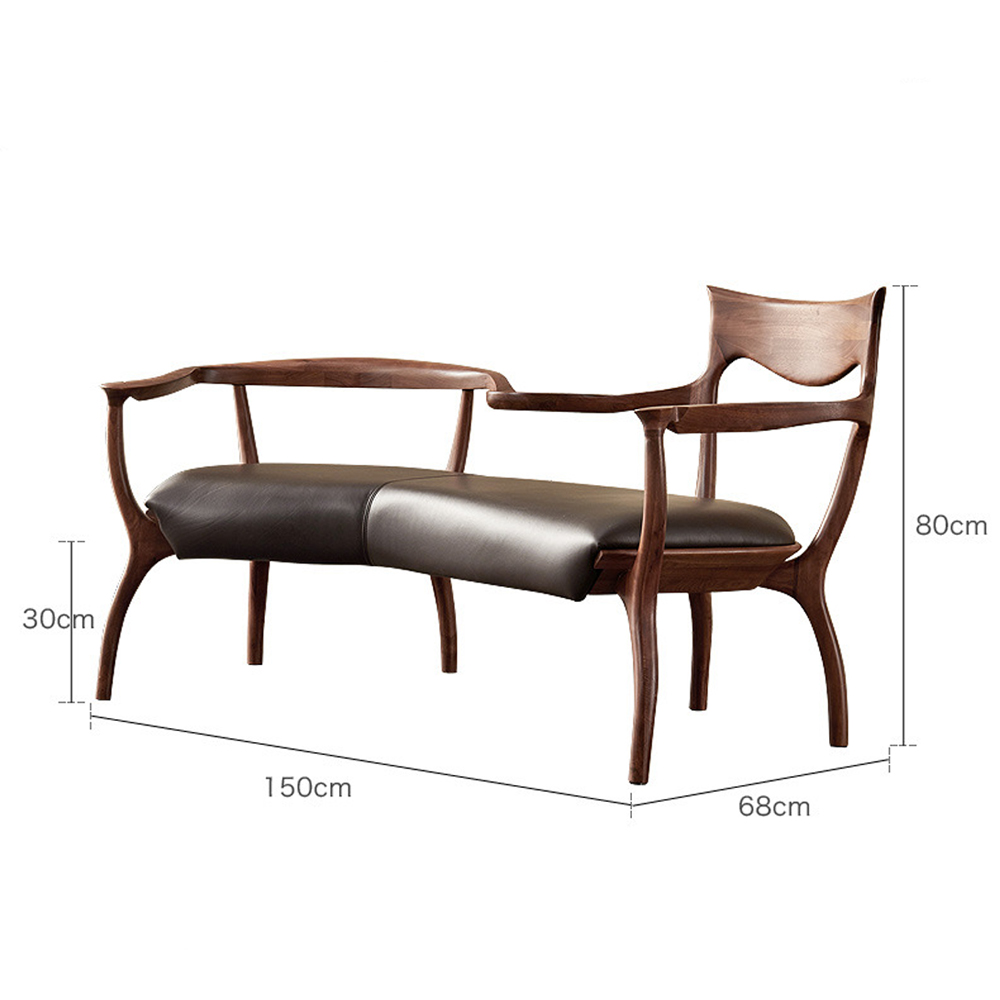 Кушетка с деревянным каркасом и сиденьем из коричневой натуральной кожи Moon Walnut Furniture Кушетка с деревянным каркасом и сиденьем из коричневой натуральной кожи Moon Walnut Furniture в Саратове