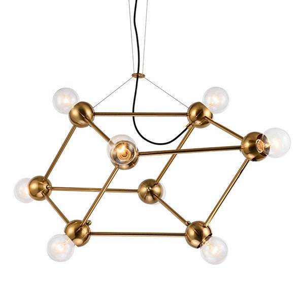 Люстра Molecule Gold Chandelier Золотой в Саратове | Loft Concept 