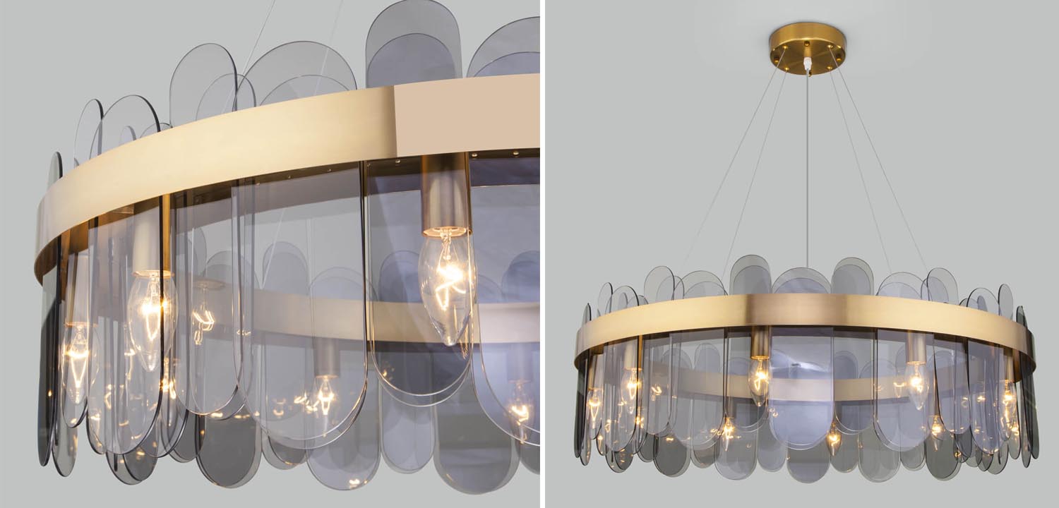 Люстра Decorative Oval Smoky Plates brass - фото №1