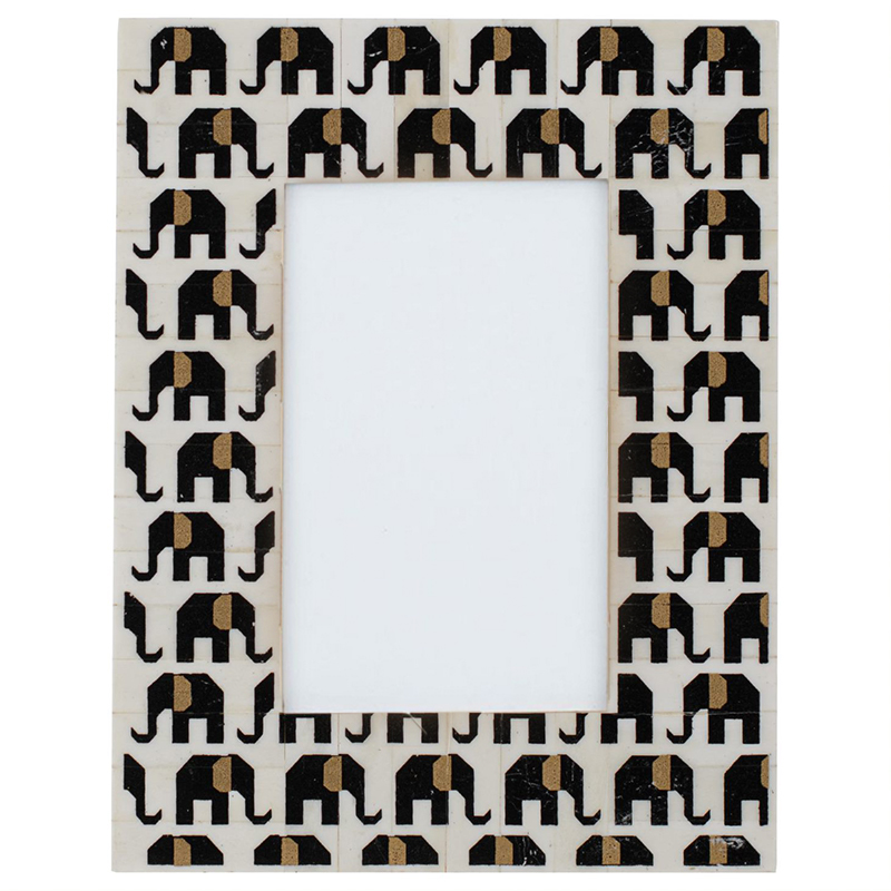 Фоторамка кость Indian Elephants Bone Inlay photo frame Черно-белый в Саратове | Loft Concept 