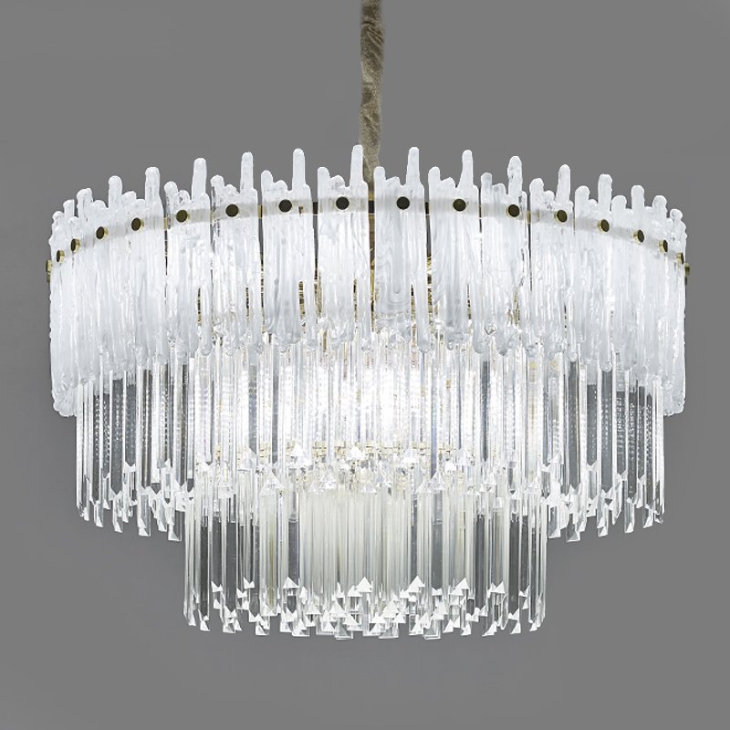 Люстра Murano Glass ICE Chandelier Золотой Белый Прозрачное Стекло в Саратове | Loft Concept 