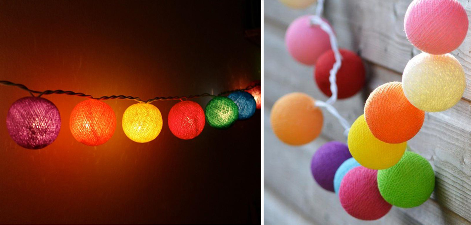 Гирлянда хлопковые фонарики Сotton Ball Rainbow - Loft-Concept в Саратове