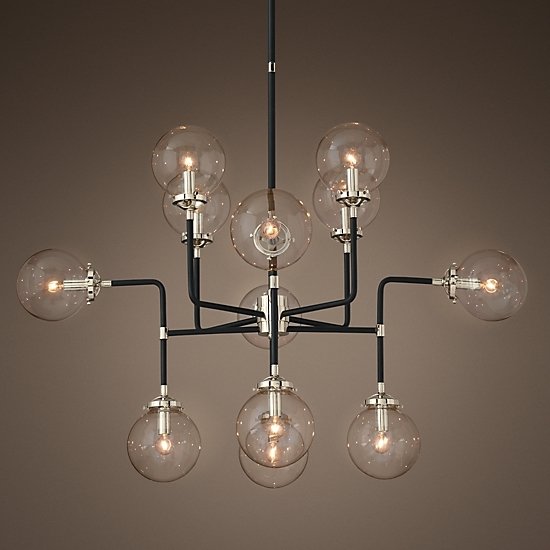 Люстра BISTRO GLOBE CLEAR GLASS SILVER CHANDELIER 12 Черный Серебряный Прозрачное Стекло в Саратове | Loft Concept 