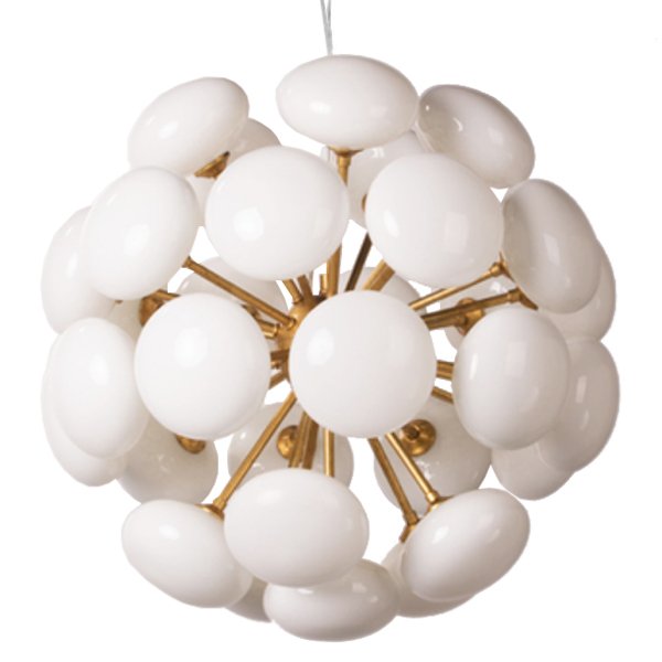 Люстра Mid-Century Sputnik Milk Glass Chandelier Золотой Прозрачный белый в Саратове | Loft Concept 